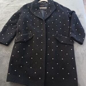 Coach merino wool star embellished long coat